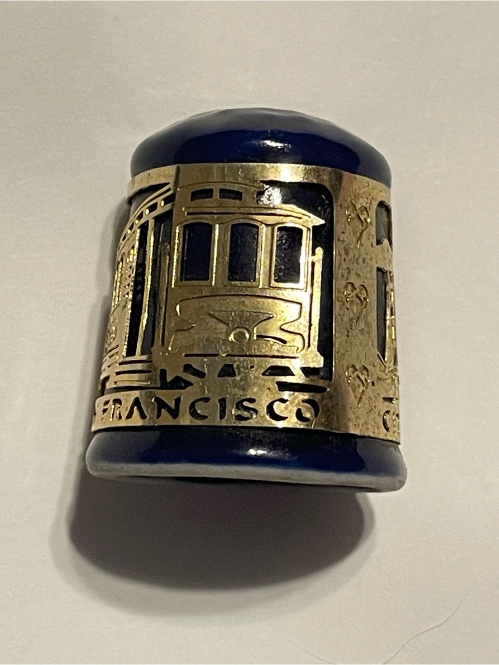 Vintage San Francisco Bay Blue Porcelain Thimble #8931